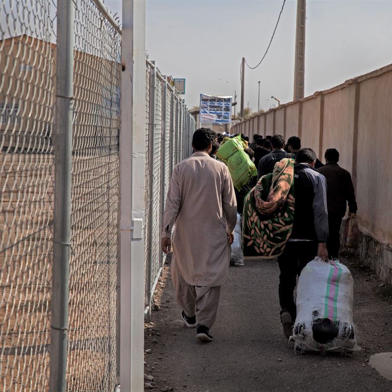 Afghanske deporterede vender tilbage fra Iran gennem islam Qala grænseovergang, Herat-provinsen, november 2019.  DRC Afghanistan